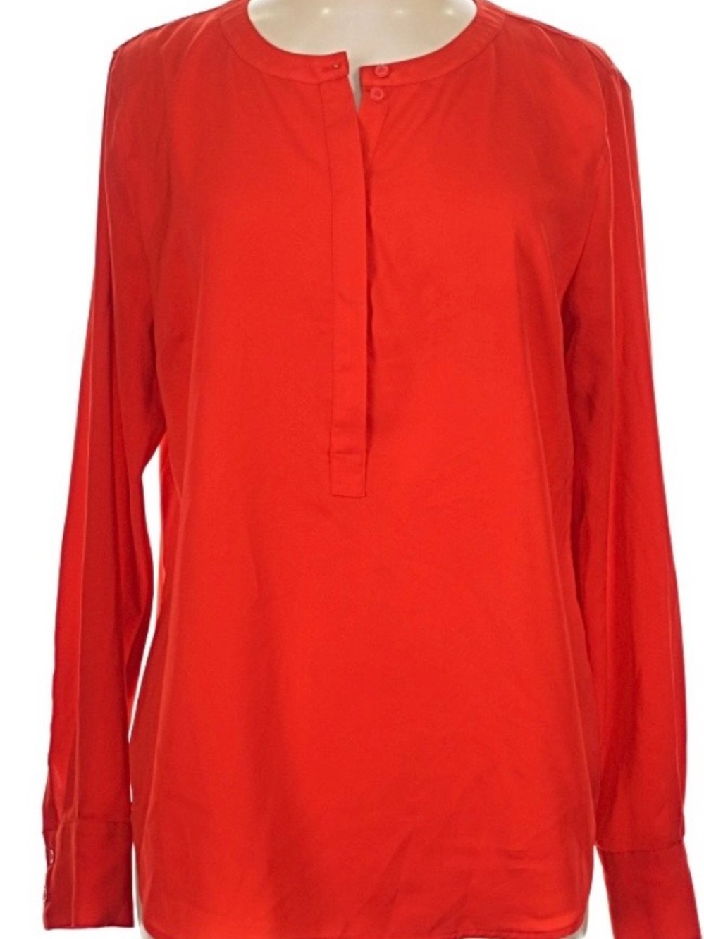 J. Crew Red Long-Sleeve Button-Front Blouse
